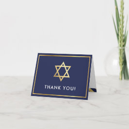 DANK IHNEN Bar mitzvah goldener Sternenblau Dankeskarte