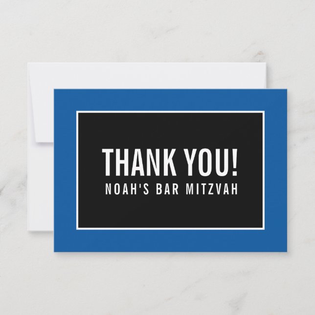 DANK IHNEN BAR MITZVAH minimalistisch schwarz köni Dankeskarte (Vorderseite)