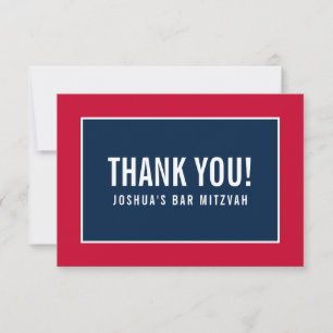 DANK IHNEN BAR MITZVAH moderne minimalistische rot Dankeskarte