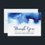 DANK IHNEN BAR MITZVAH Moderner Stern Blau Wasserf Dankeskarte<br><div class="desc">per kat massard >>> kat@simplysweetPAPERIE.com << Eine einfache, stilvolle Art zu sagen, danke an Ihre Gäste für den Besuch Ihres Kindes BAR MITZVAH Setup als Vorlage ist es einfach für Sie, Ihre eigenen Daten hinzuzufügen, oder klicken Sie auf die Schaltfläche Anpassen und Sie können hinzufügen oder ändern Text, Schriftart, Größen...</div>