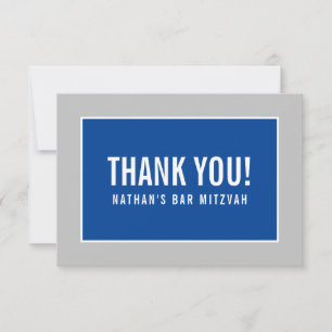DANK IHNEN BAR MITZVAH Modernstes Graublau Dankeskarte