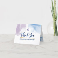 DANK IHNEN BAR MITZVAH Stern blau lila Aquarell