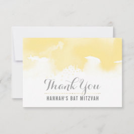 DANK IHNEN BAT MITZVAH moderne gelbe Aquarell Dankeskarte