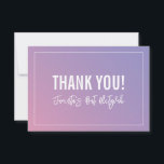 DANK IHNEN BAT MITZVAH moderne lila rosa Gradiente Dankeskarte<br><div class="desc">per kat massard >>> https://linktr.ee/simplysweetpaperie << Eine einfache, stilvolle Art zu sagen, danke an Ihre Gäste für die Teilnahme an Ihrer Veranstaltung. Als Vorlage können Sie ganz einfach Ihre eigenen Daten hinzufügen oder auf die Schaltfläche Anpassen klicken und Text, Schriftart, Größen etc. hinzufügen oder ändern TIPP: 1. Um Grafiken zu...</div>