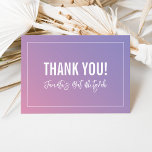 DANK IHNEN BAT MITZVAH moderne lila rosa Gradiente Dankeskarte<br><div class="desc">per kat massard >>> https://linktr.ee/simplysweetpaperie << Eine einfache, stilvolle Art zu sagen, danke an Ihre Gäste für die Teilnahme an Ihrer Veranstaltung. Als Vorlage können Sie ganz einfach Ihre eigenen Daten hinzufügen oder auf die Schaltfläche Anpassen klicken und Text, Schriftart, Größen etc. hinzufügen oder ändern TIPP: 1. Um Grafiken zu...</div>