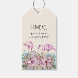 DANK IHNEN blushing Flamingo Tropical Beach Weddin Geschenkanhänger