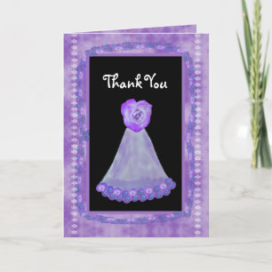 DANK IHNEN Bridesmaid LILA Gown and Heart Rose Dankeskarte