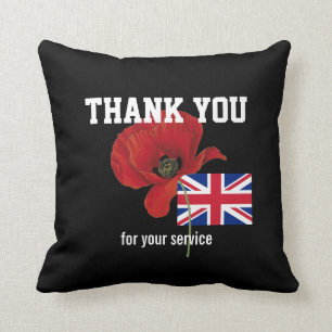 DANK IHNEN British Servicemen Poppy UNION JACK Kissen
