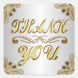 DANK IHNEN Classic Gold und Silber stilvoll Quadratischer Aufkleber