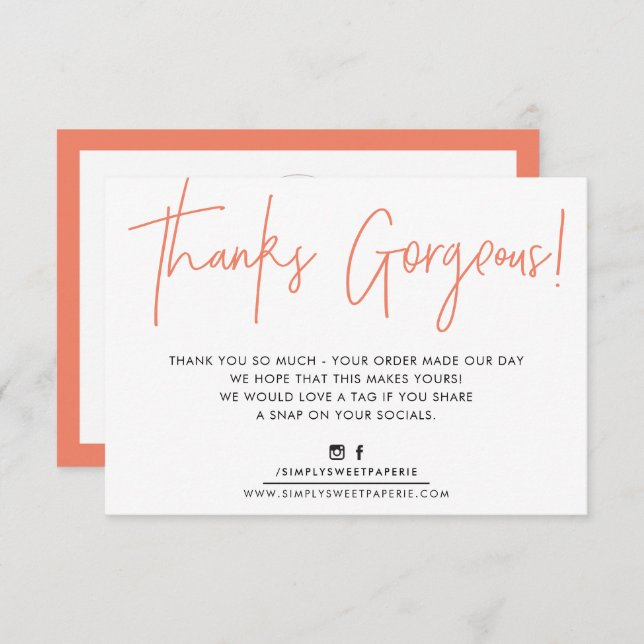 DANK IHNEN EINFÜGEN moderne Biro Business Orange Dankeskarte (Vorne/Hinten)