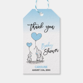 DANK IHNEN Elephant Blue BOY Mommy & BABY SHOWER Geschenkanhänger