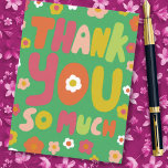 DANK IHNEN Groovy Daisies farbenfrohe Bubble Lette Postkarte<br><div class="desc">Handgemachte Karte für Sie! Passen Sie mit Ihrem eigenen Text an oder ändern Sie die Farben. Karo meinen Shop für viel mehr Farben und Designs oder lass mir wissen,  wenn Sie etwas Sonderanfertigungen wollen!</div>