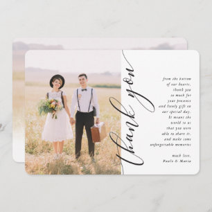 DANK IHNEN Hochzeit Foto moderne Seitenkalligraphi Einladung
