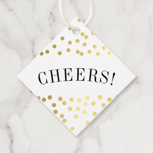 DANK IHNEN luxuriöse stilvolle goldene Konfetti Sp Geschenkanhänger (Vorderseite)