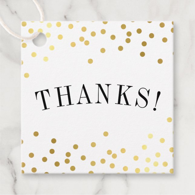 DANK IHNEN luxuriöse stilvolle goldene Konfetti Sp Geschenkanhänger (Vorderseite)