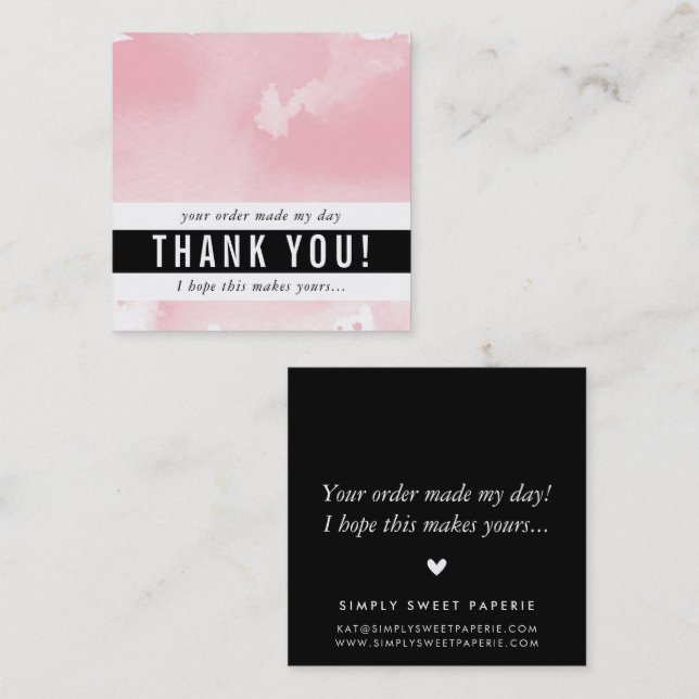 DANK IHNEN moderne, schlichte, fette Aquarellfarbe Quadratische Visitenkarte (Vorne/Hinten)