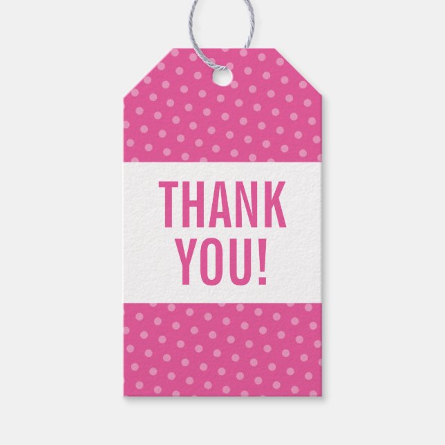 DANK IHNEN niedliche polka dot pattern pink Gift T Geschenkanhänger (Vorderseite)