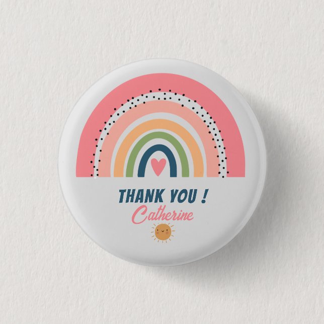 DANK IHNEN RAINBOW NIEDLICH BOHO DESIGN BUTTON (Vorderseite)
