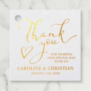 DANK IHNEN White Real Gold Foil Heart Wedding Geschenkanhänger