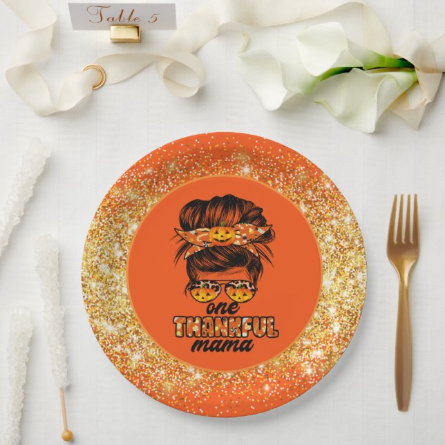 Dank Mama Autumn Farbe anpassen Pappteller (Hochzeit)