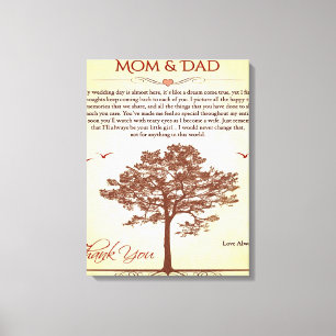 Dank Mama und Vater Geschenk, Mutter/Vater-Tagesge Leinwanddruck