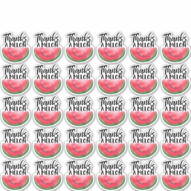 Dank Melon Zitat Red Watermelon Watercolor Aufkleber (Vorderseite)