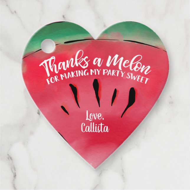 Dank Melon Zitat Red Watermelon Watercolor Geschenkanhänger (Vorderseite)
