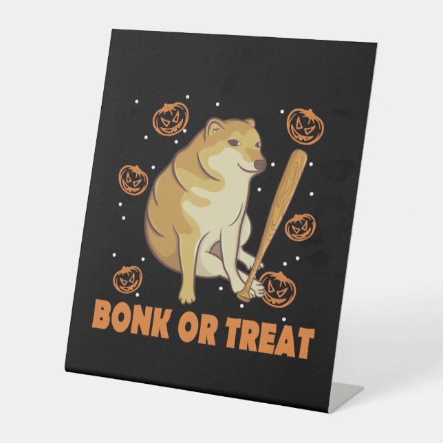 Dank Meme Cheems Halloween Dog Sockelschild (Vorderseite)