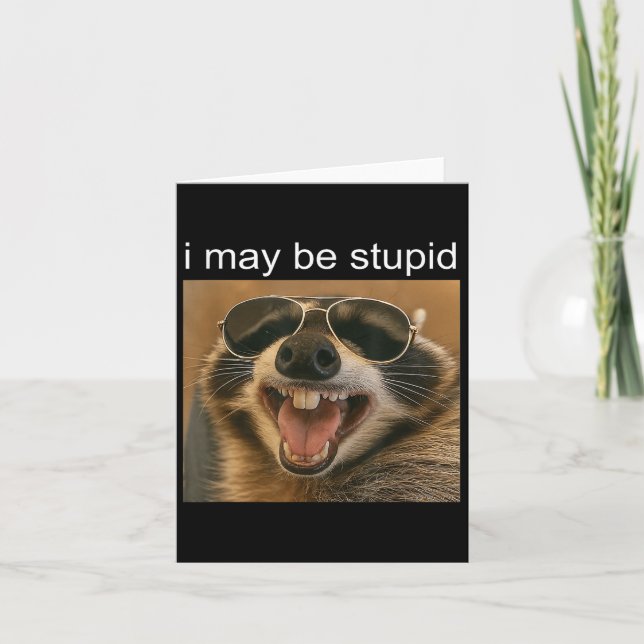Dank Meme Gen-z Humo kann ich stupid Funny Raccoon Karte (Vorderseite)