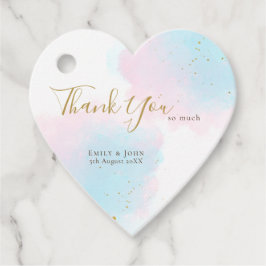 Dank Pastel Wasserfarben/Namen/Date Wedding Heart Geschenkanhänger