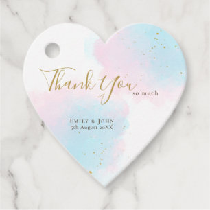 Dank Pastel Wasserfarben/Namen/Date Wedding Heart Geschenkanhänger