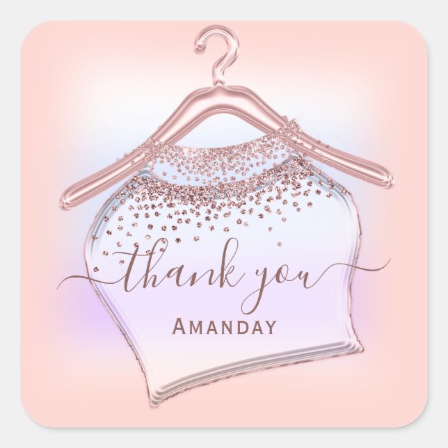 Dank Rose Cloud Hanger Closet Fashion Boutique Quadratischer Aufkleber (Vorderseite)
