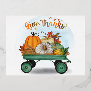 "Dank sagen" Herbsterntewagen Folien Feiertagspostkarte