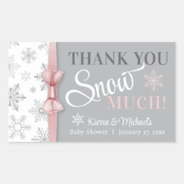 Dank SNOW Much Baby Girl Pink Snowflake Dusche Rechteckiger Aufkleber