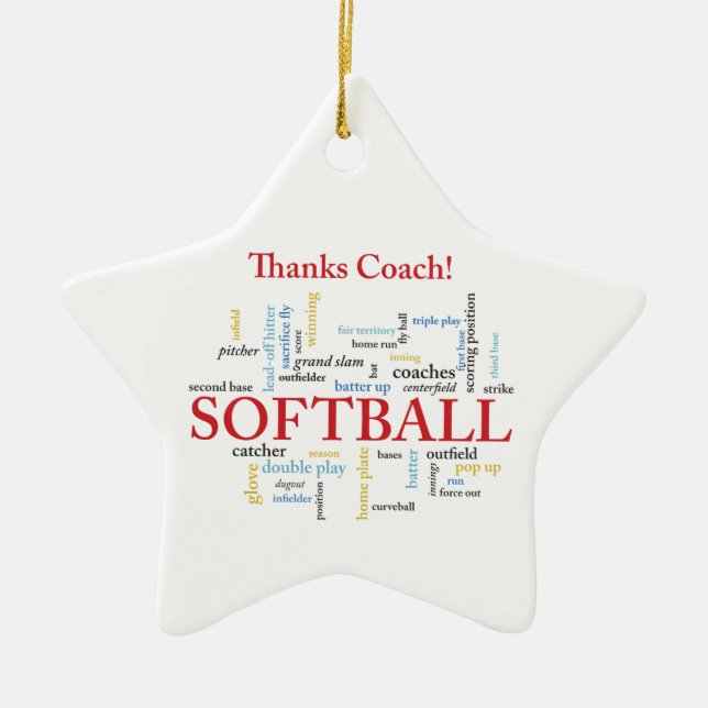 Dank Softball Coach Worte aus Gruppe, Team, Rot Keramik Ornament (Vorne)
