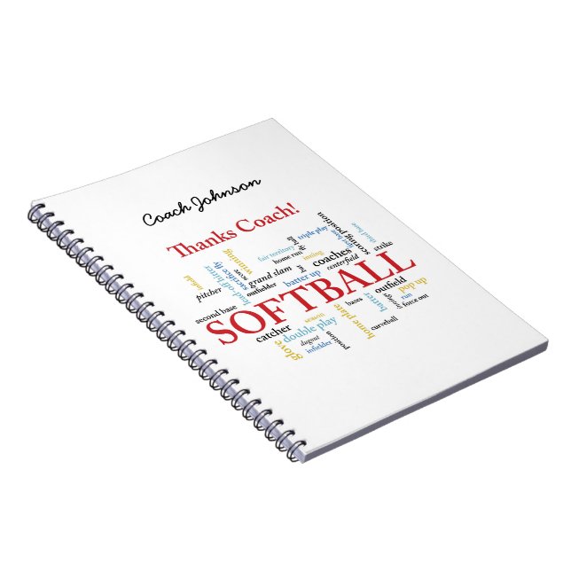 Dank Softball Coach Worte aus Gruppe, Team, Rot Notizblock (Rechte Seite)