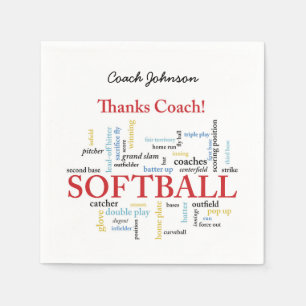 Dank Softball Coach Worte aus Gruppe, Team, Rot Serviette