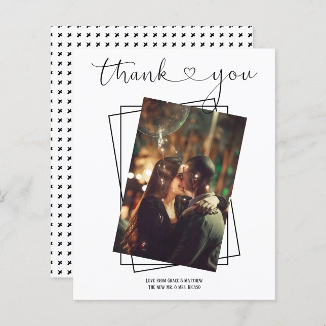 Dank Typografie Foto Personalisiert Wedding Card (Vorne/Hinten)