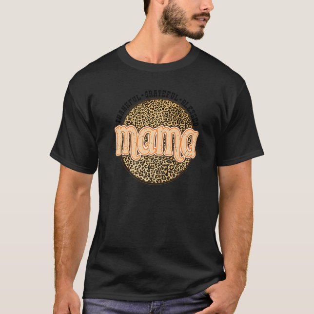 Dankbar an den gesegneten Mama Leopard Fall Danke T-Shirt (Vorderseite)