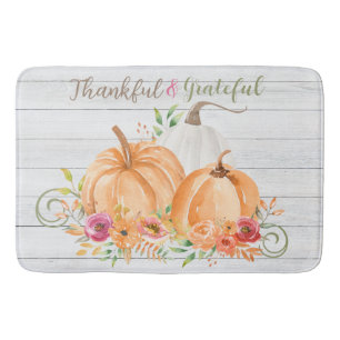 Dankbar Autumn Fall Pumpkin Watercolor Badematte