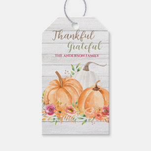 Dankbar Autumn Fall Pumpkin Watercolor Geschenkanhänger