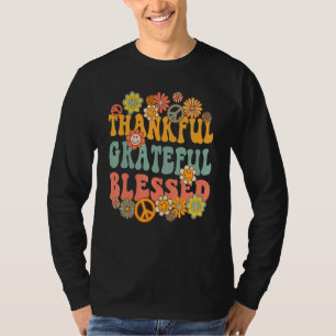 Dankbar Dankbar Gesegnet Friedenszeichen Retro Gro T-Shirt