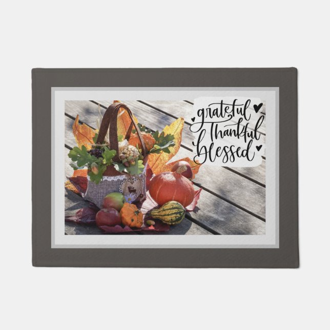 dankbar dankbar gesegnet Herbst Inspiration Fußmatte (Vorderseite)
