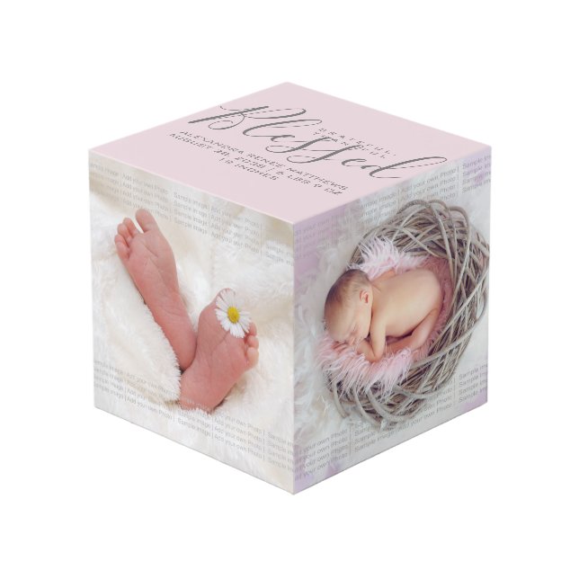 Dankbar, dankbar, gesegnet Individuelle Name und 4 Würfel (Vorderseite Schrägansicht)