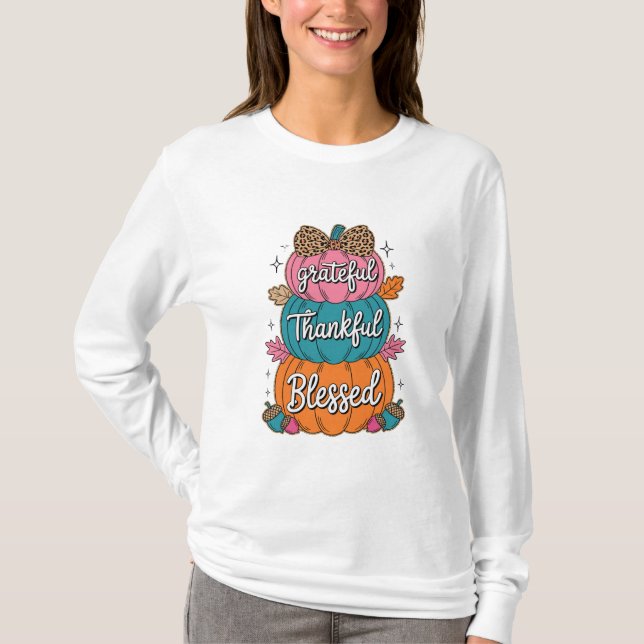 Dankbar Dankbar gesegnet Pumpkin Kitchen | Fall A T-Shirt (Vorderseite)