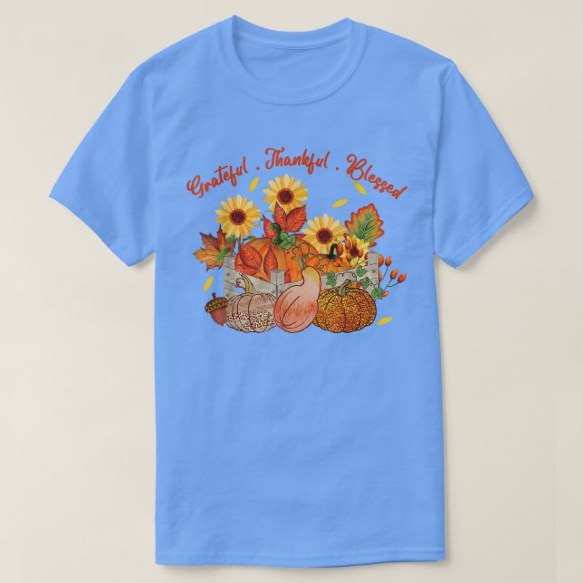 Dankbar dankbar gesegnet Sonnenblumen Herbst De De T-Shirt (Design vorne)