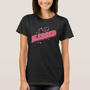 Dankbar Dankbar gesegnete Frauen rosa Herzen T-Shirt