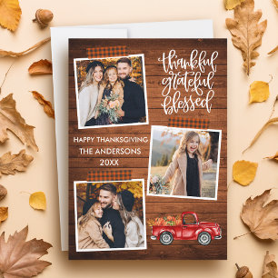 Dankbar Dankbar Gesegneter LKW Kariert Thanksgivin Feiertagskarte