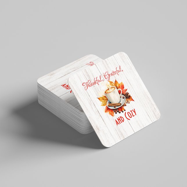 Dankbar, dankbar und gemütlich - Erntedank Rechteckiger Pappuntersetzer (Von Creator hochgeladen)