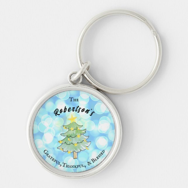 Dankbar, dankbar und gesegnet personalisiert schlüsselanhänger (Vorne)